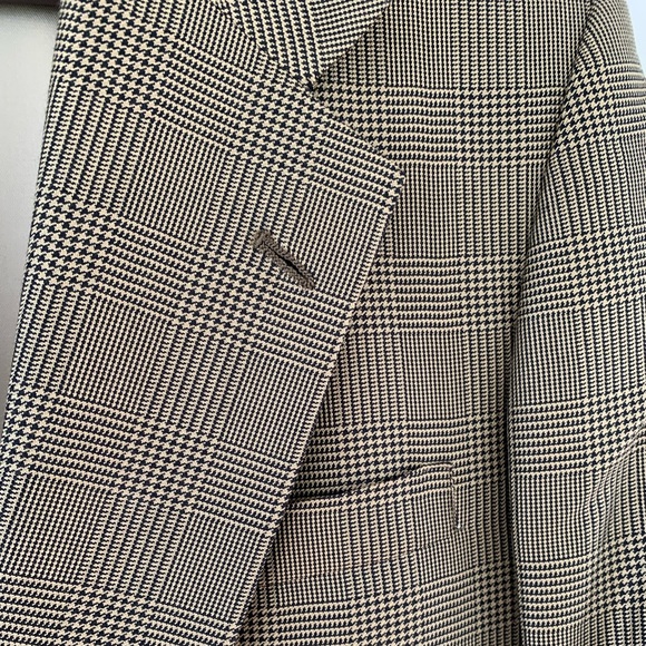 Perry Ellis sports coat gold and black glen plaid 42L vintage - Picture 3 of 11